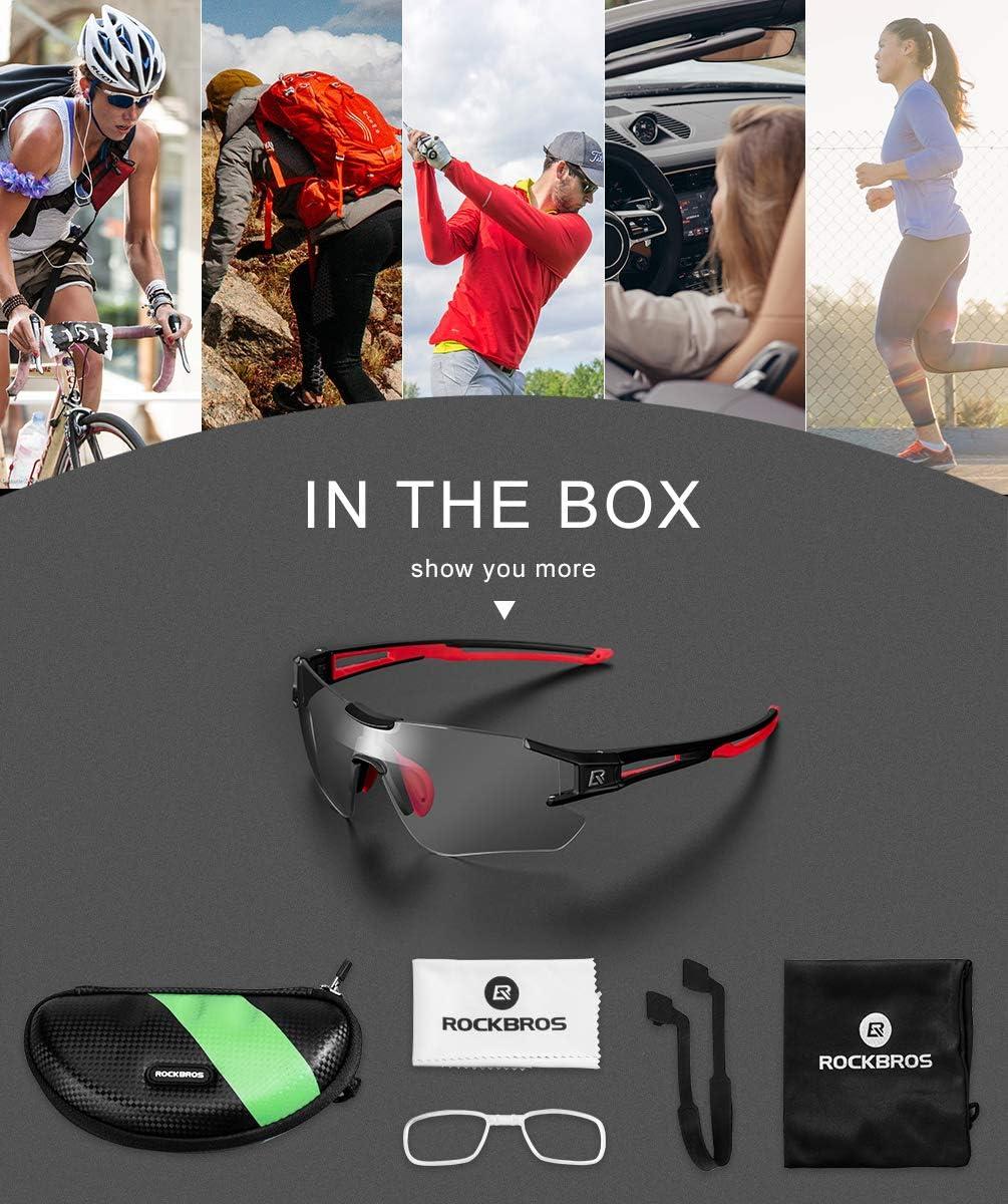 imageROCKBROS Cycling Sunglasses Photochromic Bike Glasses for Men Women Sports Goggles UV ProtectionBlack Red