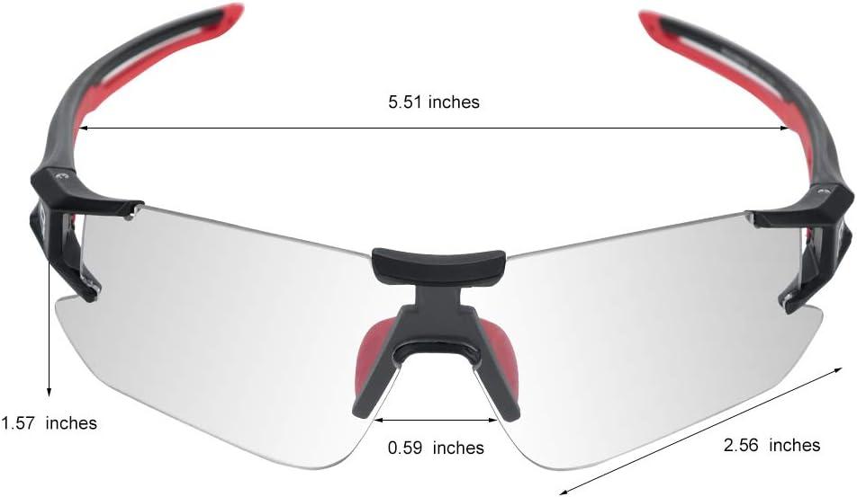 imageROCKBROS Cycling Sunglasses Photochromic Bike Glasses for Men Women Sports Goggles UV ProtectionBlack Red