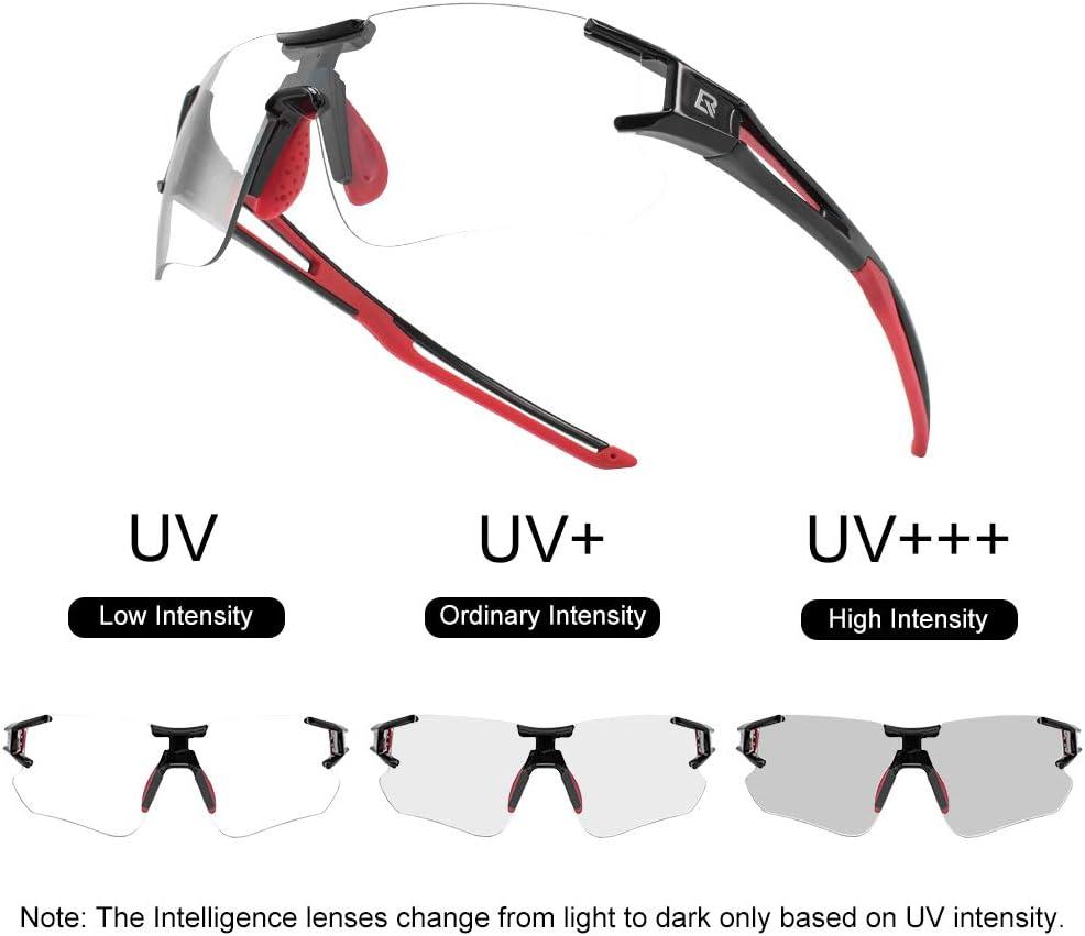 imageROCKBROS Cycling Sunglasses Photochromic Bike Glasses for Men Women Sports Goggles UV ProtectionBlack Red