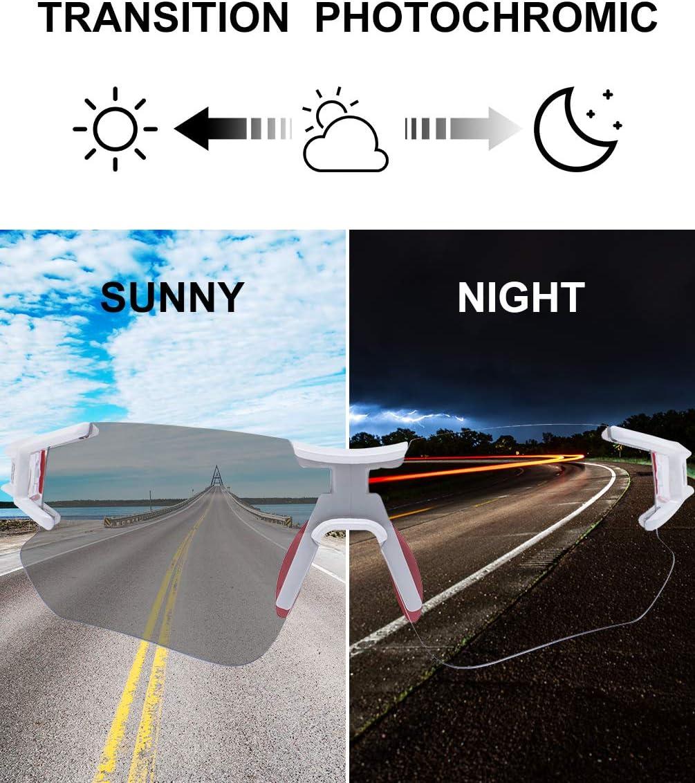 imageROCKBROS Cycling Sunglasses Photochromic Bike Glasses for Men Women Sports Goggles UV ProtectionWhite Red