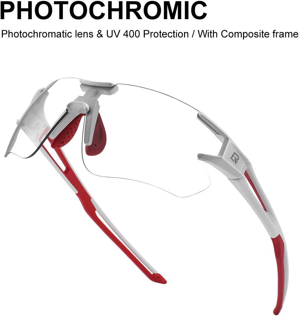 imageROCKBROS Cycling Sunglasses Photochromic Bike Glasses for Men Women Sports Goggles UV ProtectionWhite Red