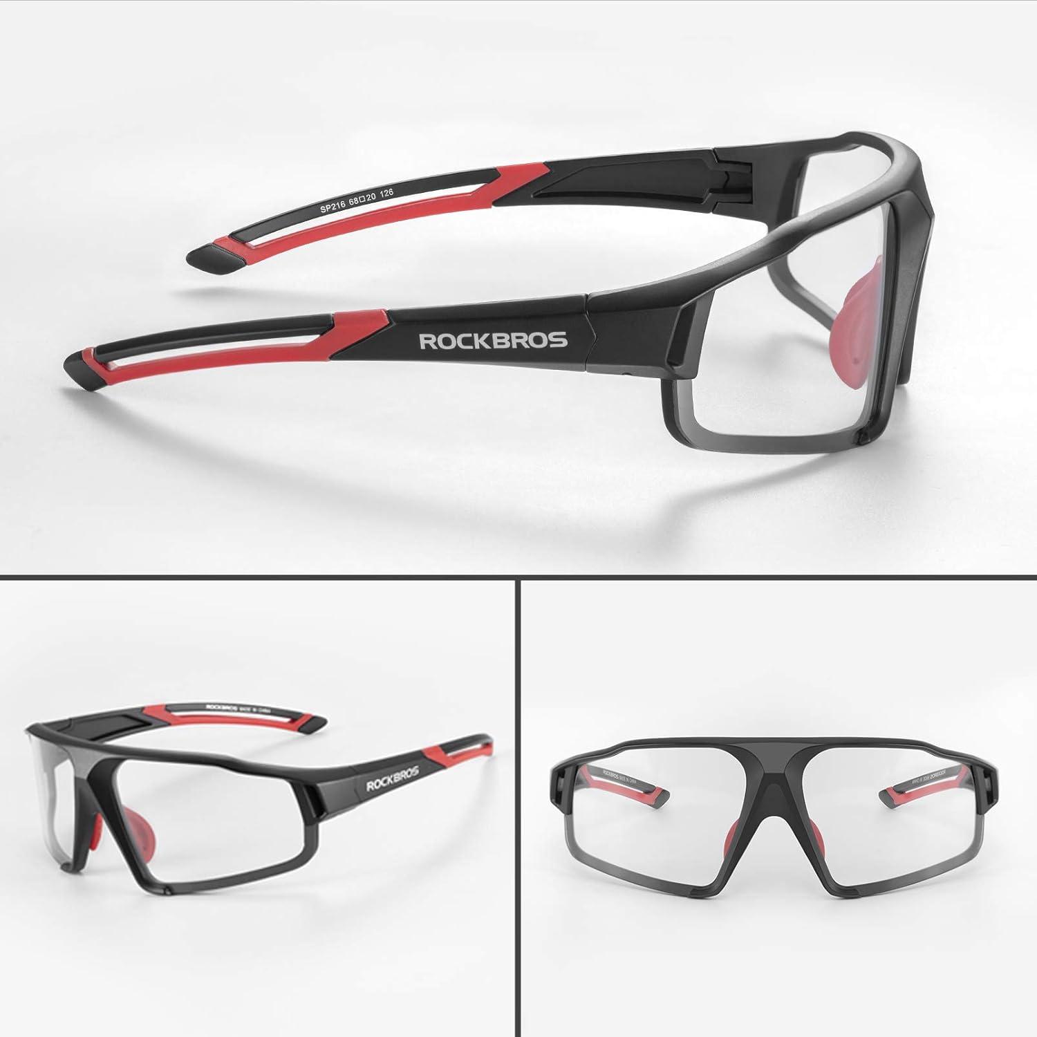 imageROCKBROS Photochromic Cycling Glasses for Men Clear Safety Glasses for Road Mountain Bike BicycleBlack