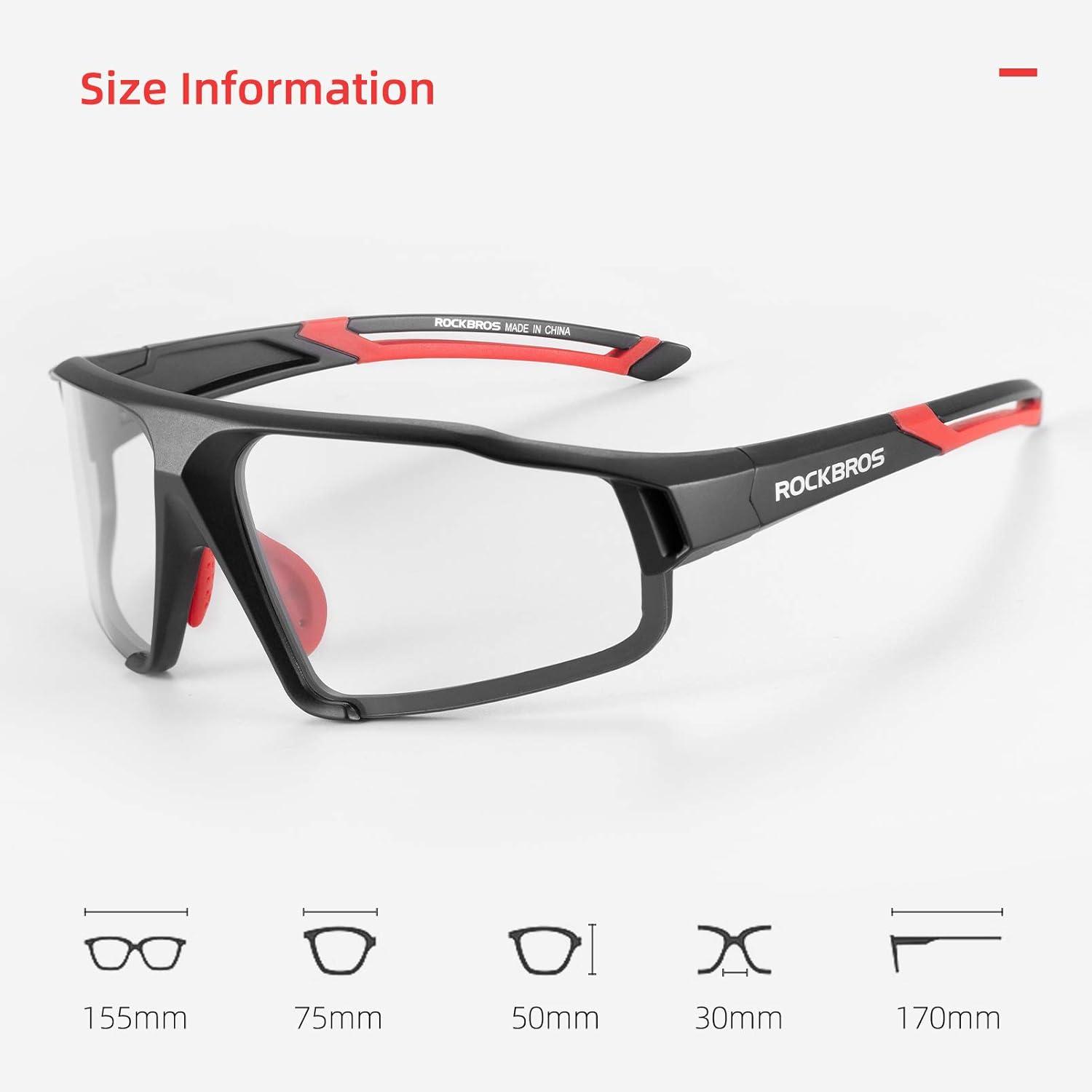 imageROCKBROS Photochromic Cycling Glasses for Men Clear Safety Glasses for Road Mountain Bike BicycleBlack