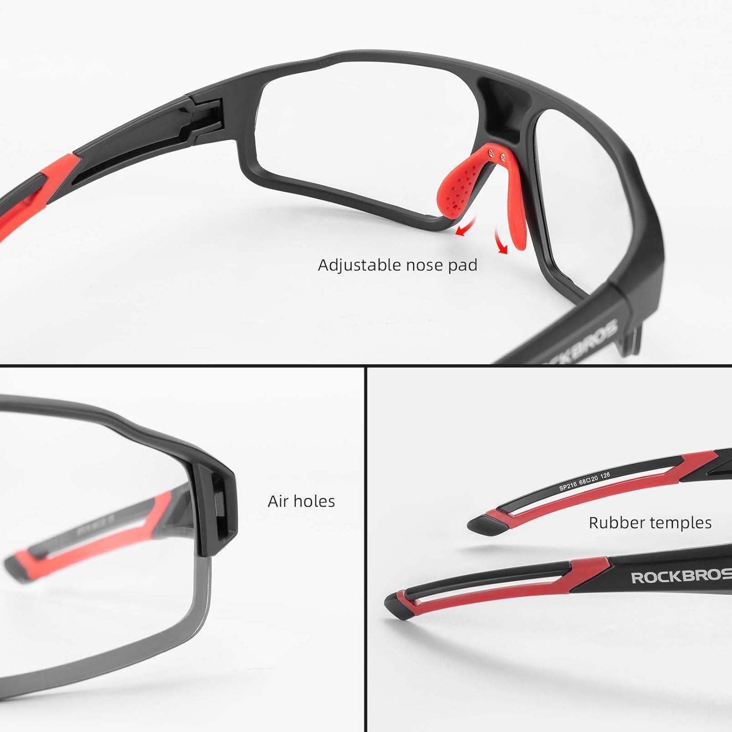 imageROCKBROS Photochromic Cycling Glasses for Men Clear Safety Glasses for Road Mountain Bike BicycleBlack