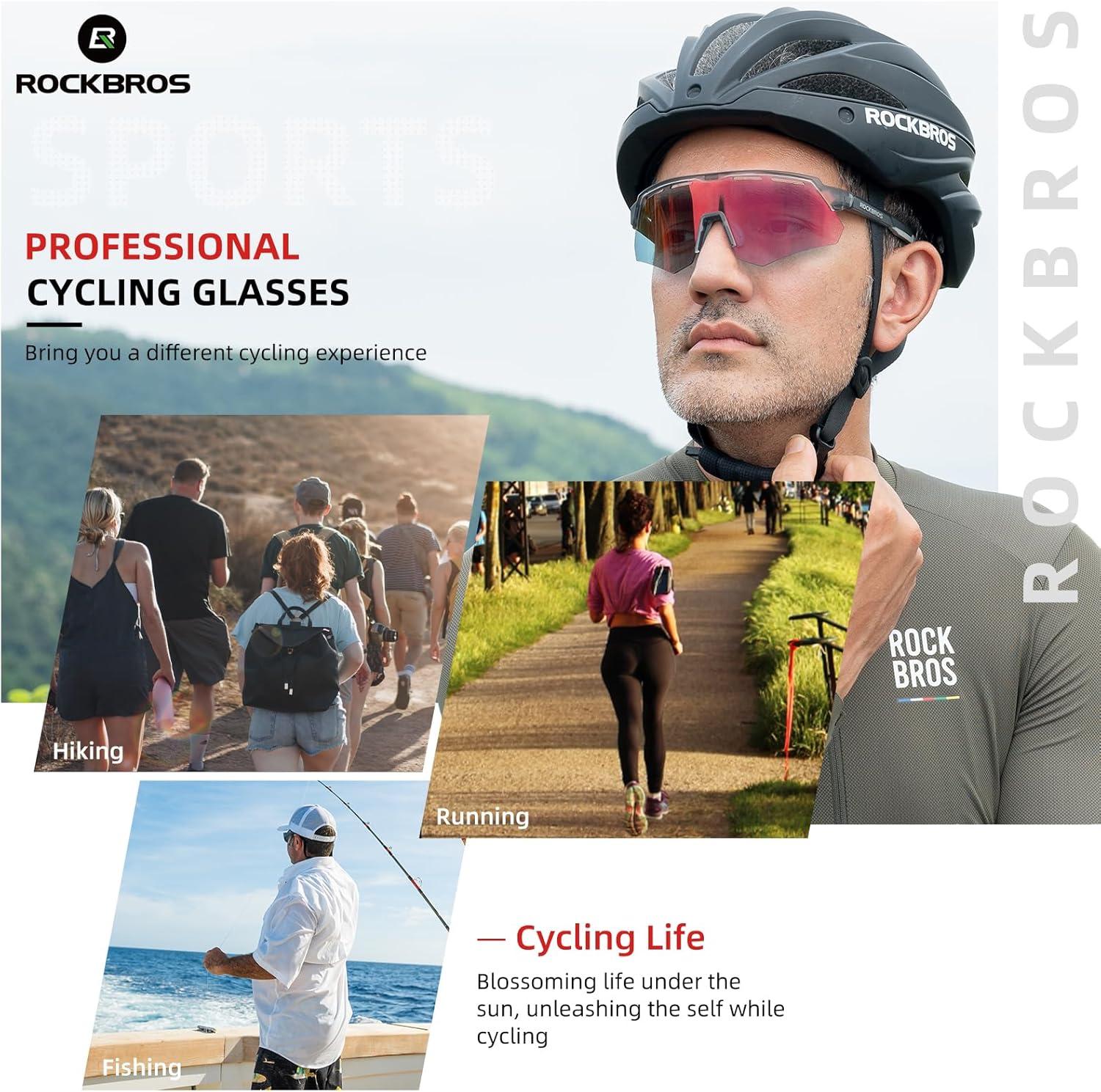 imageROCKBROS Photochromic Cycling Glasses for Men Running Glasses for Women Mountain Bike SunglassesGrey