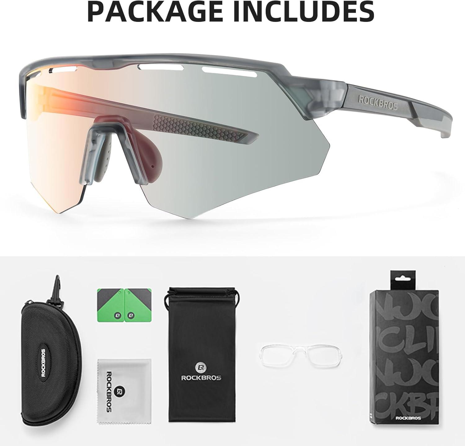 imageROCKBROS Photochromic Cycling Glasses for Men Running Glasses for Women Mountain Bike SunglassesGrey