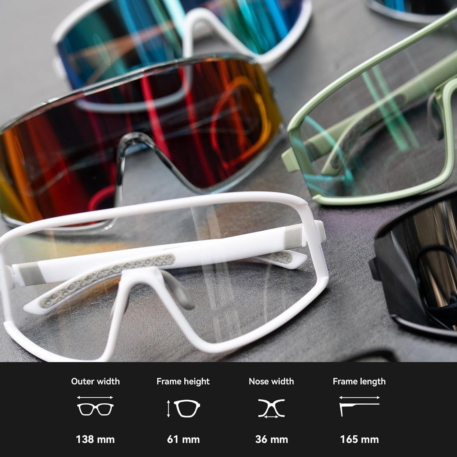 imageROCKBROS Photochromic Cycling Glasses for Men Women Sports Glasses UV ProtectionOff WhiteClear
