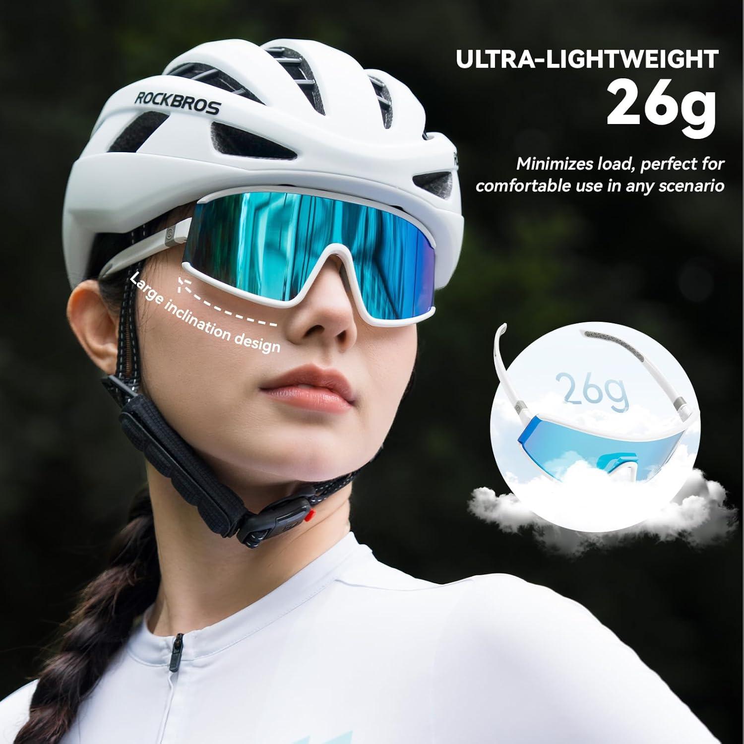 imageROCKBROS Photochromic Cycling Glasses for Men Women Sports Glasses UV ProtectionSky GreenClear