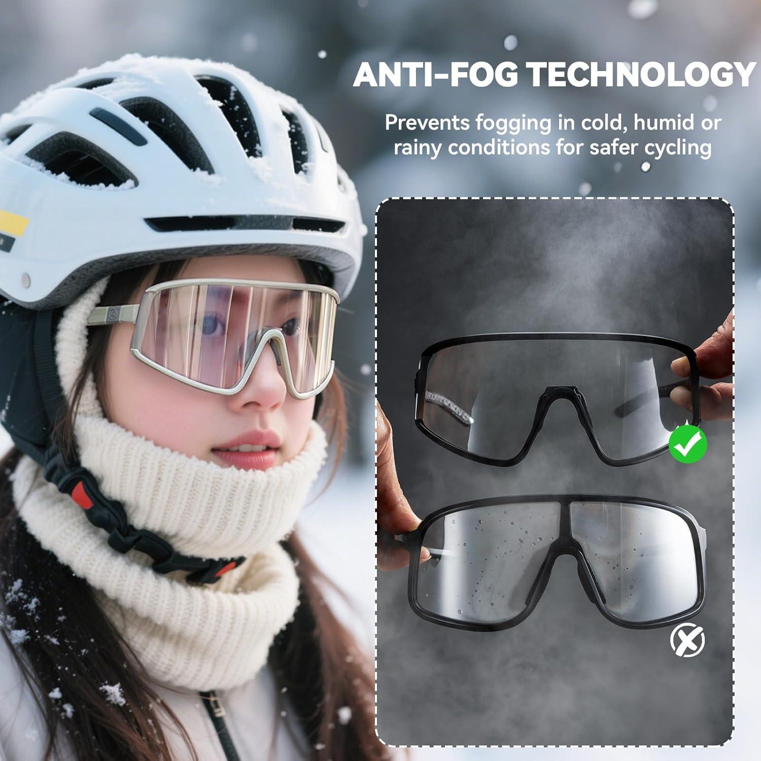 imageROCKBROS Photochromic Cycling Glasses for Men Women Sports Glasses UV ProtectionSky GreenClear