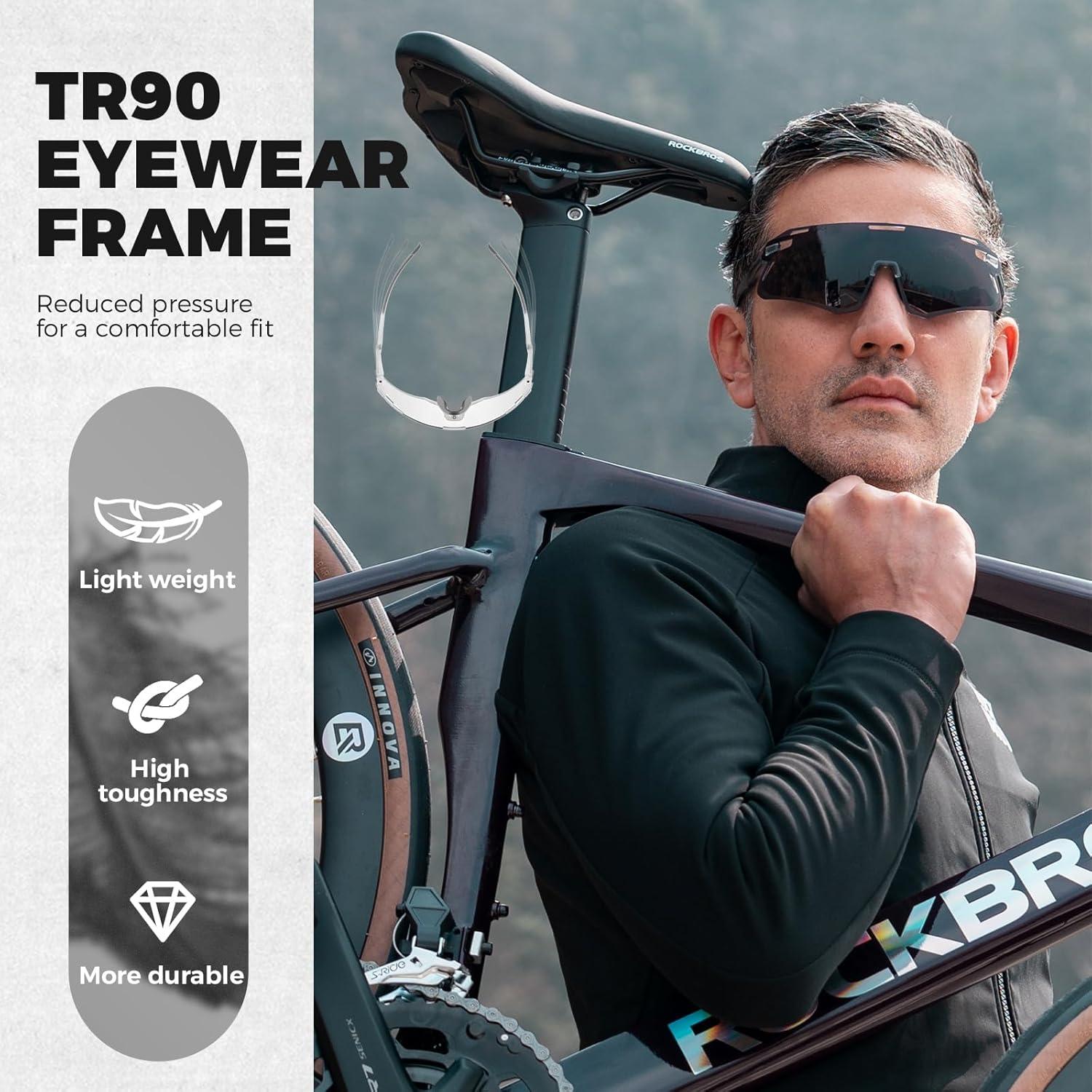 imageROCKBROS Photochromic Cycling Sunglasses Bike Glasses for Men Women Sports Sunglasses UV ProtectionGrey
