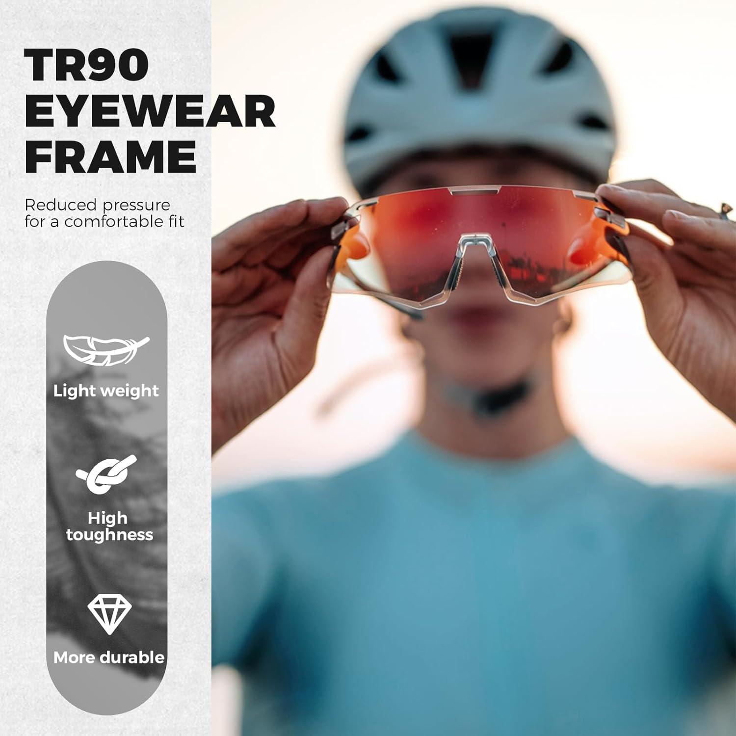 imageROCKBROS Photochromic Cycling Sunglasses Bike Glasses for Men Women Sports Sunglasses UV ProtectionPink