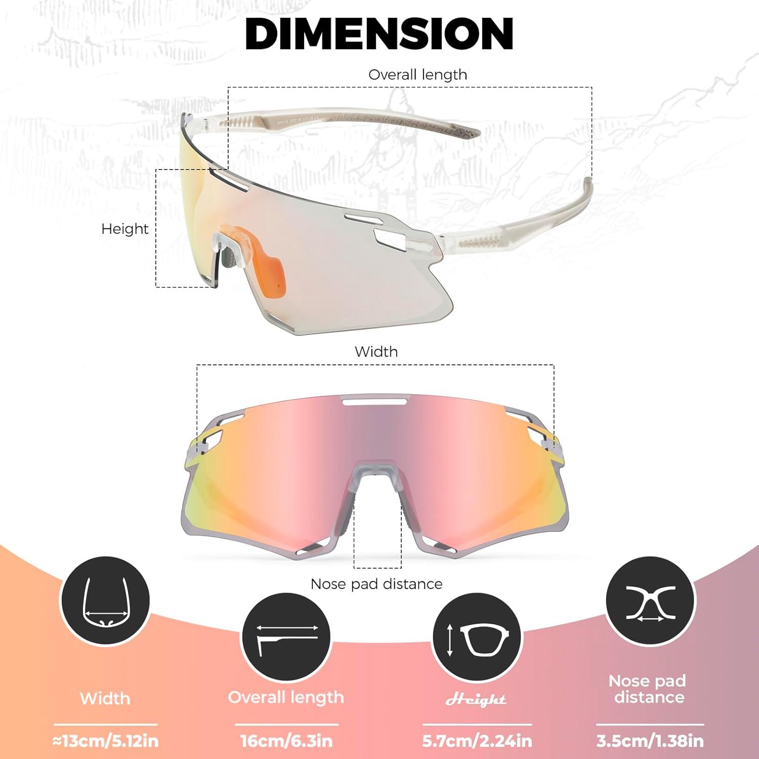imageROCKBROS Photochromic Cycling Sunglasses Bike Glasses for Men Women Sports Sunglasses UV ProtectionPink