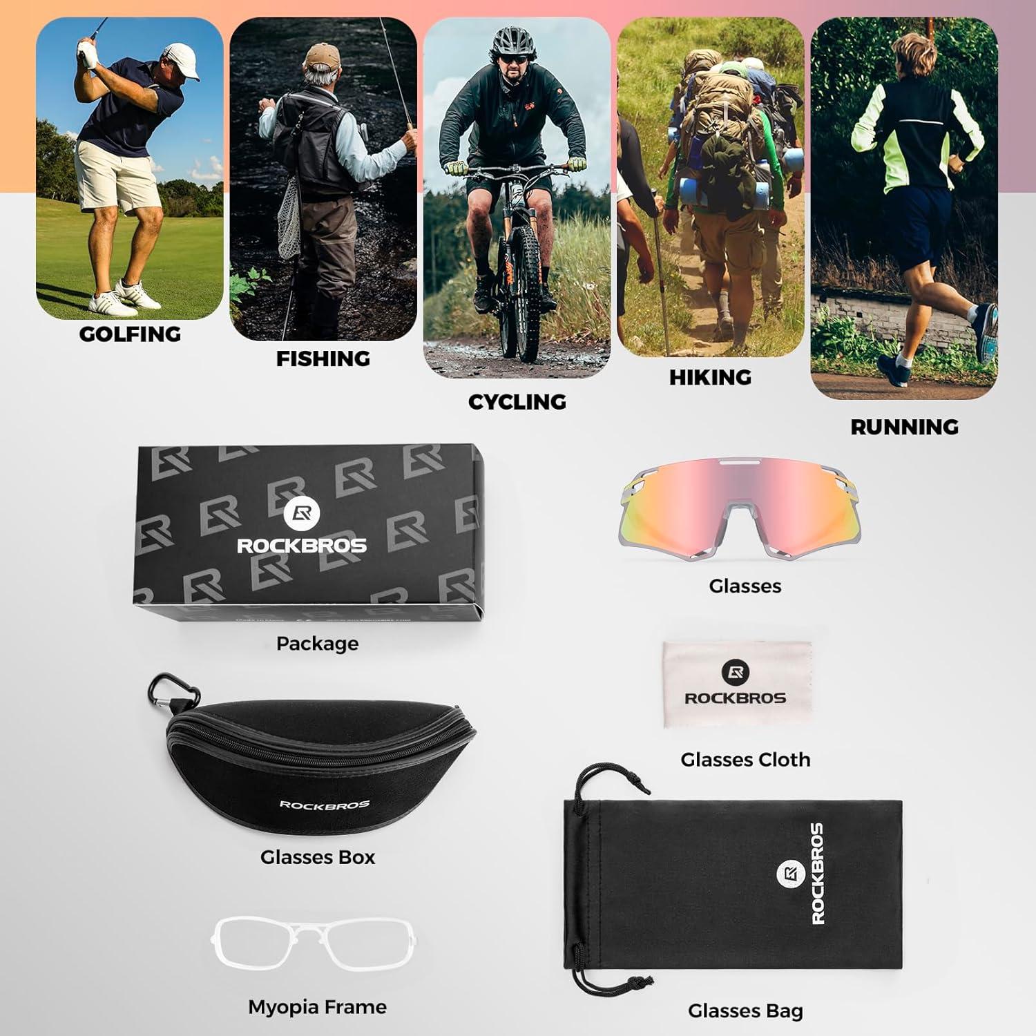 imageROCKBROS Photochromic Cycling Sunglasses Bike Glasses for Men Women Sports Sunglasses UV ProtectionPink