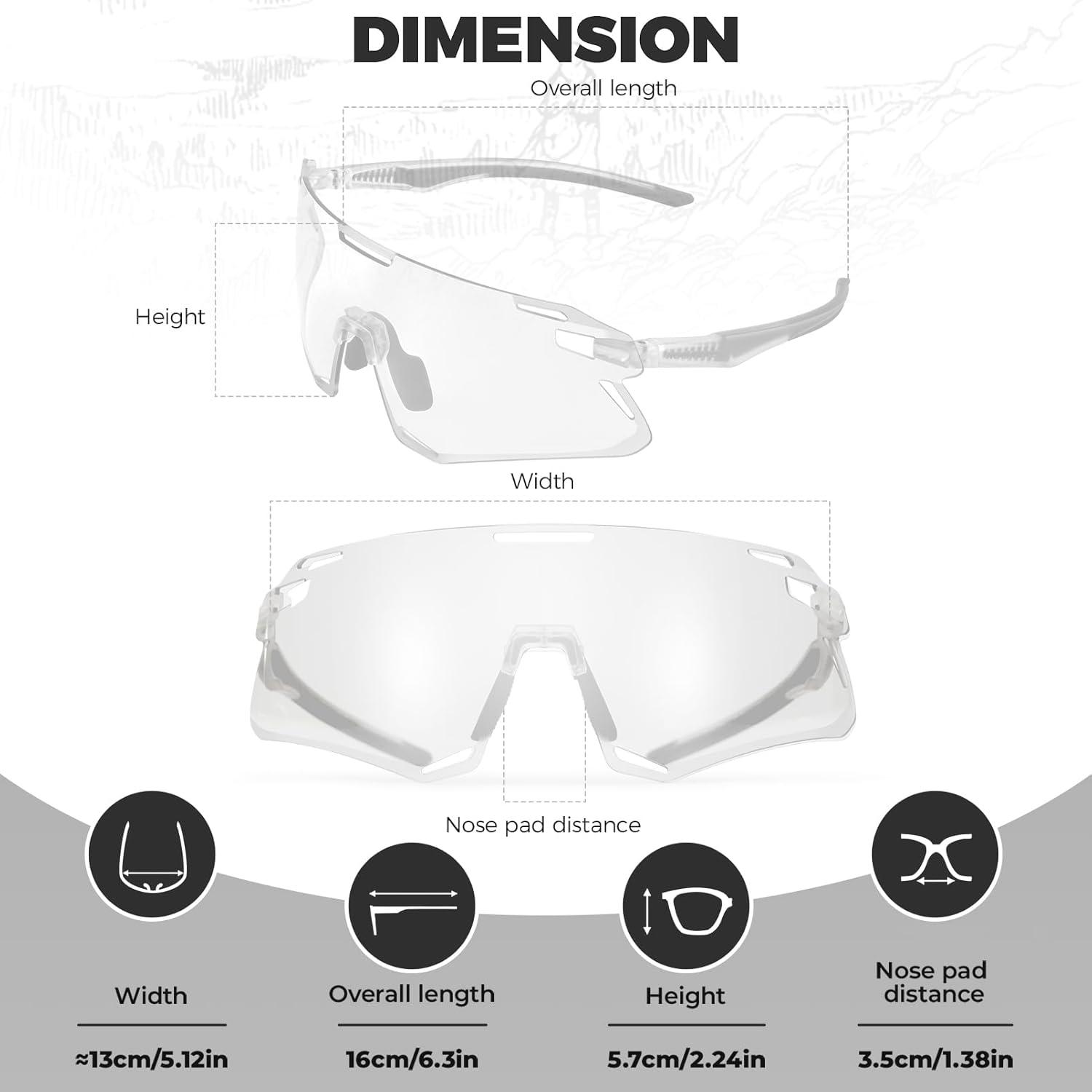 imageROCKBROS Photochromic Cycling Sunglasses Bike Glasses for Men Women Sports Sunglasses UV ProtectionTransparent