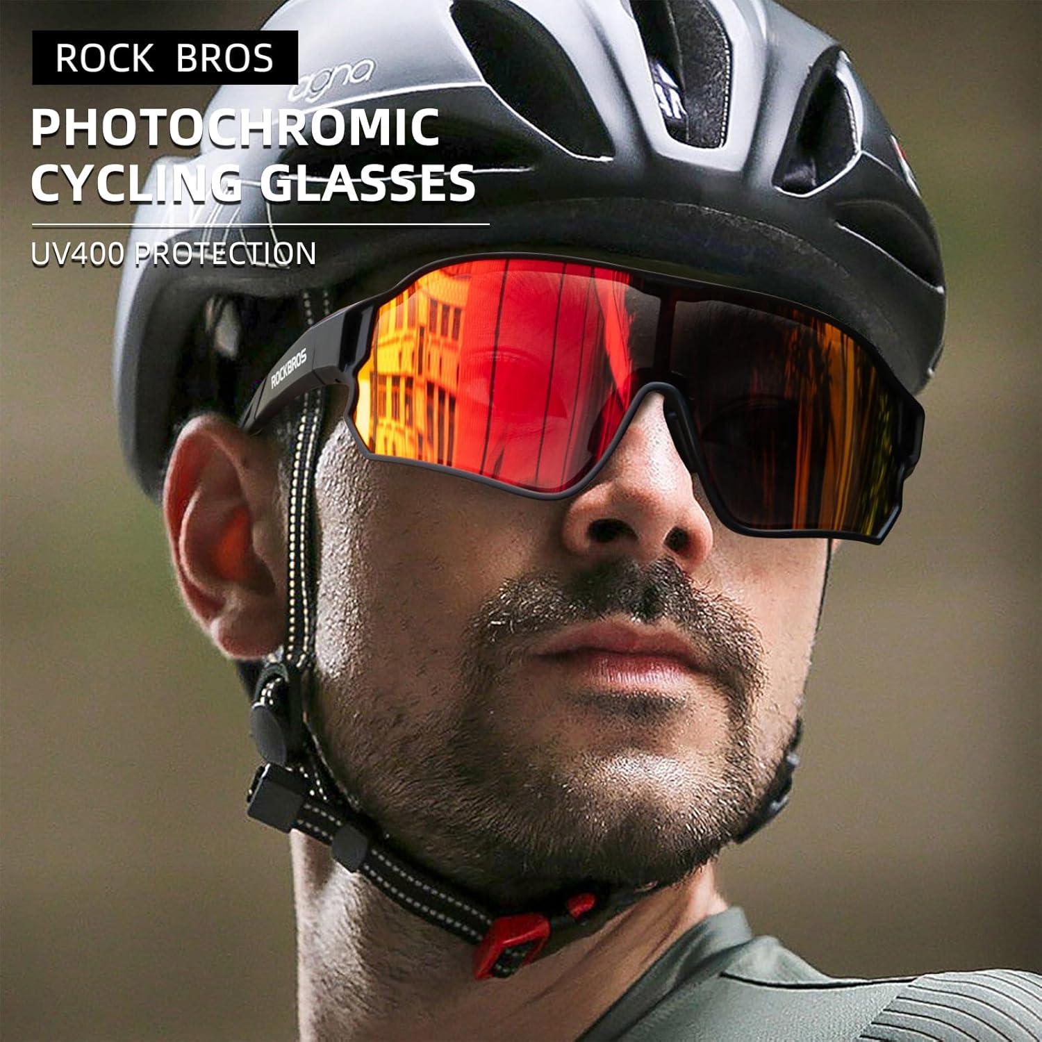 imageROCKBROS Photochromic Sunglasses for Men Cycling Sunglasses Sports Bike GlassesBlack