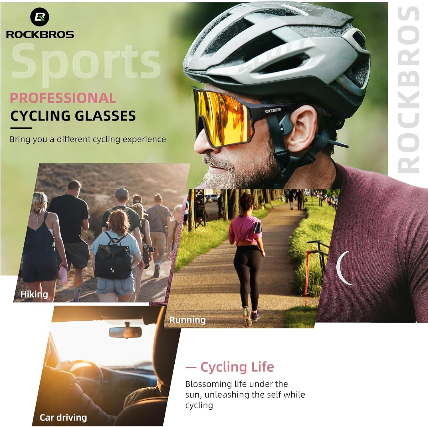 imageROCKBROS Photochromic Sunglasses for Men Cycling Sunglasses Sports Bike GlassesBlack