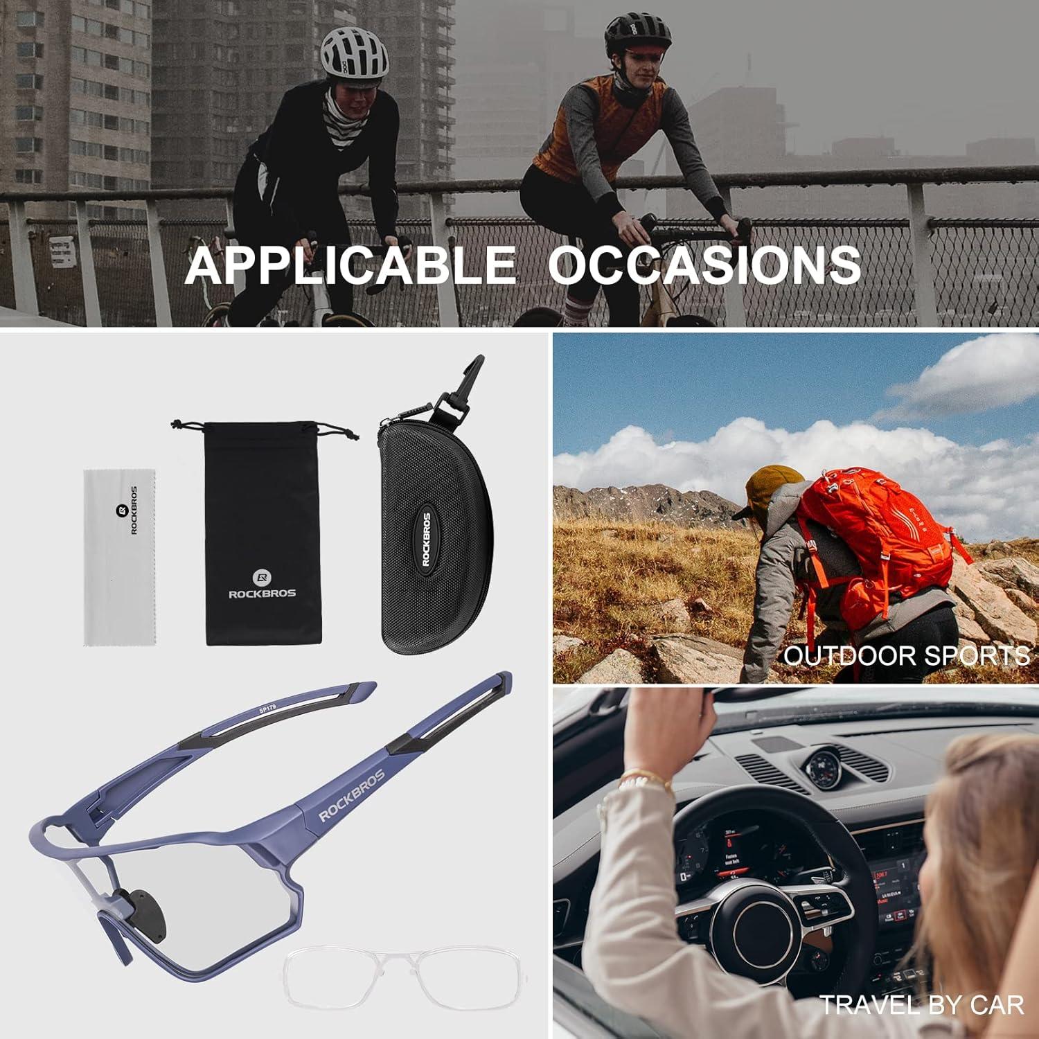 imageROCKBROS Photochromic Sunglasses for Men Cycling Sunglasses Sports Bike GlassesBlack Red