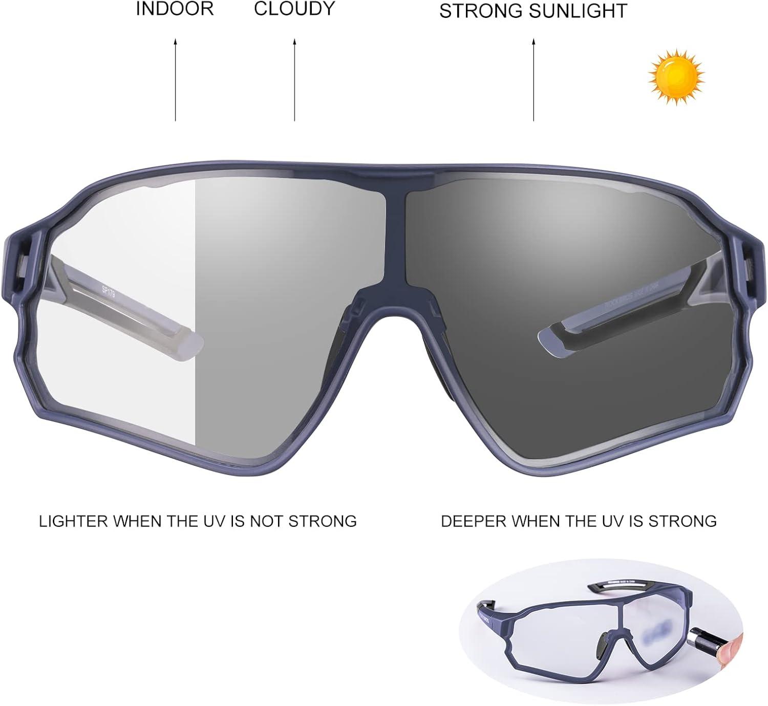 imageROCKBROS Photochromic Sunglasses for Men Cycling Sunglasses Sports Bike GlassesBlack Red