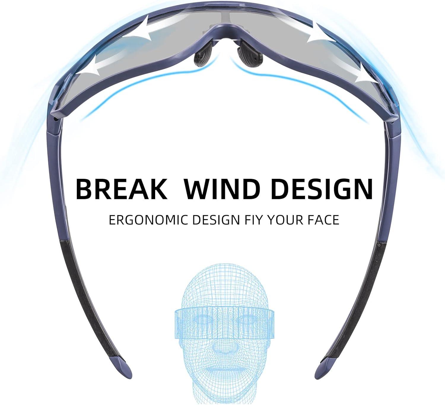 imageROCKBROS Photochromic Sunglasses for Men Cycling Sunglasses Sports Bike GlassesBlack Red