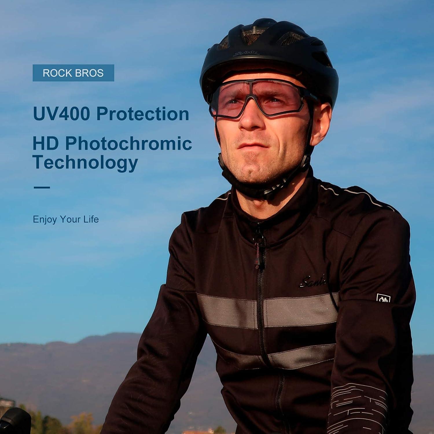 imageROCKBROS Photochromic Sunglasses for Men Cycling Sunglasses Sports Bike GlassesBlue