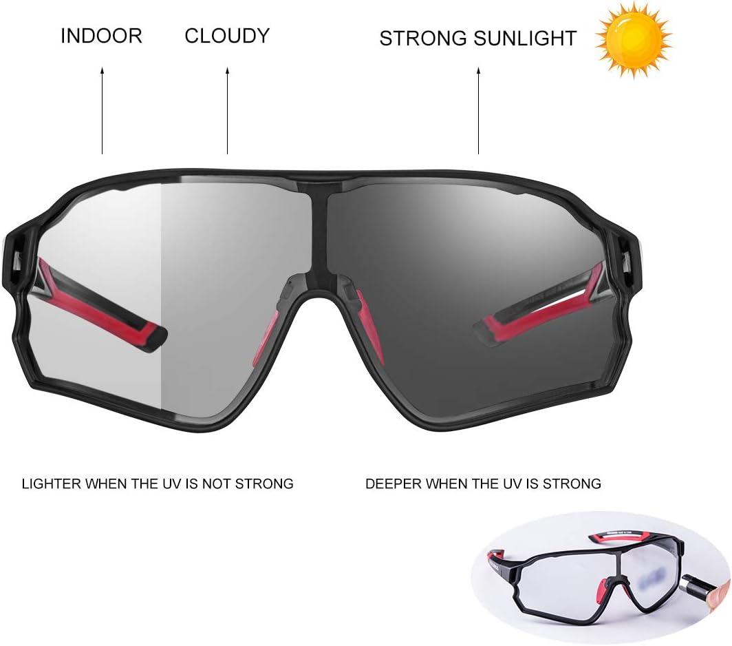 imageROCKBROS Photochromic Sunglasses for Men Cycling Sunglasses Sports Bike GlassesGrey