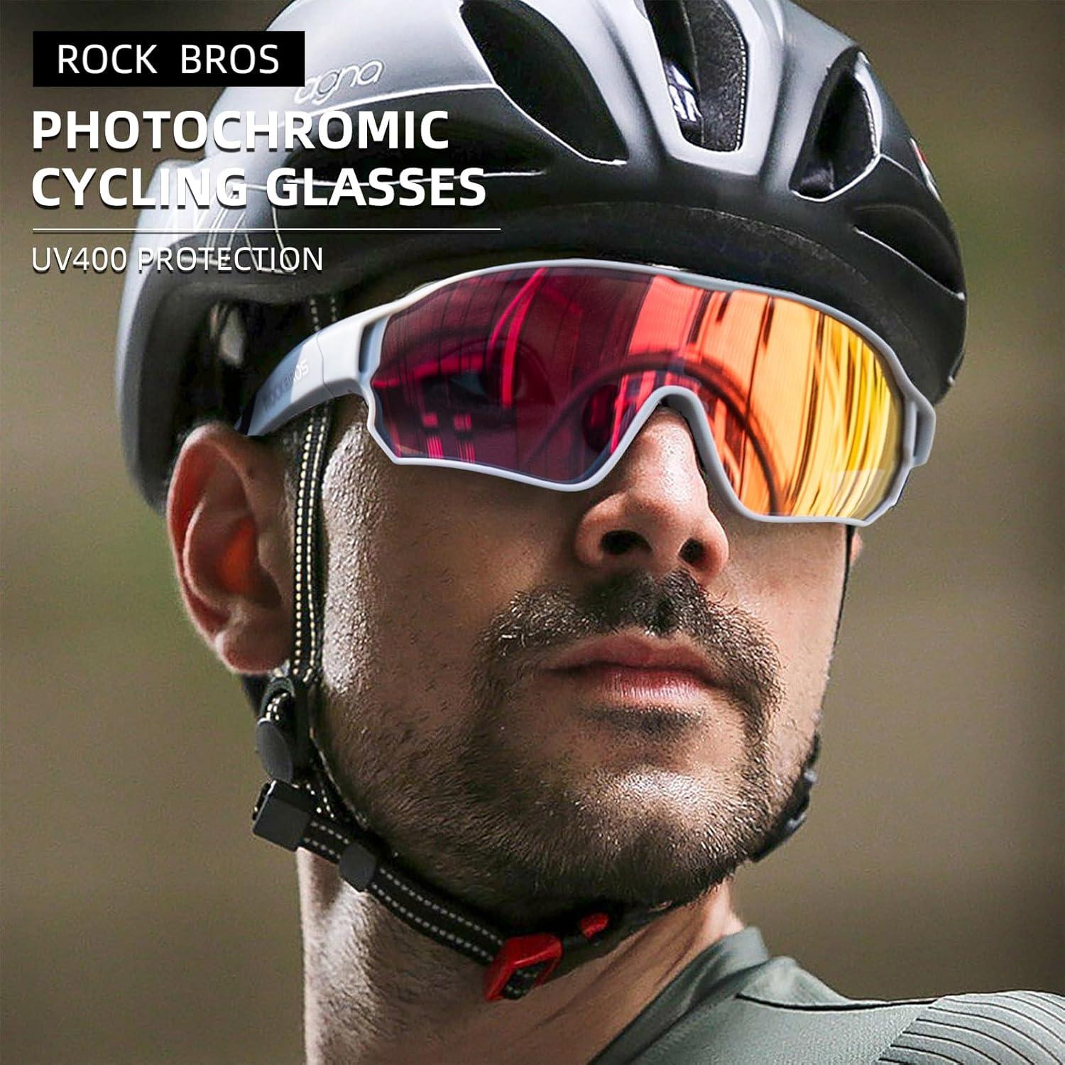 imageROCKBROS Photochromic Sunglasses for Men Cycling Sunglasses Sports Bike GlassesMatte Black