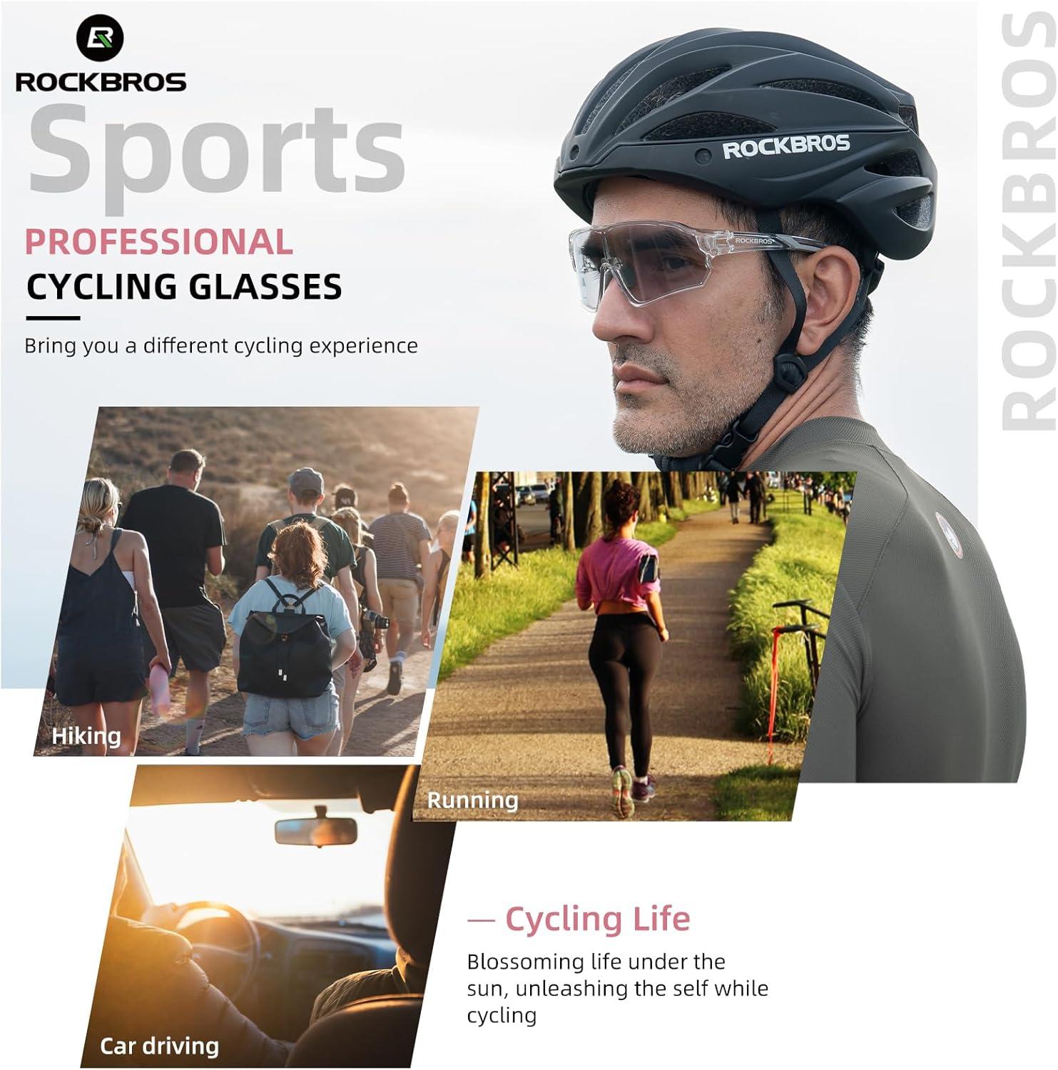 imageROCKBROS Photochromic Sunglasses for Men Cycling Sunglasses Sports Bike GlassesTransparent