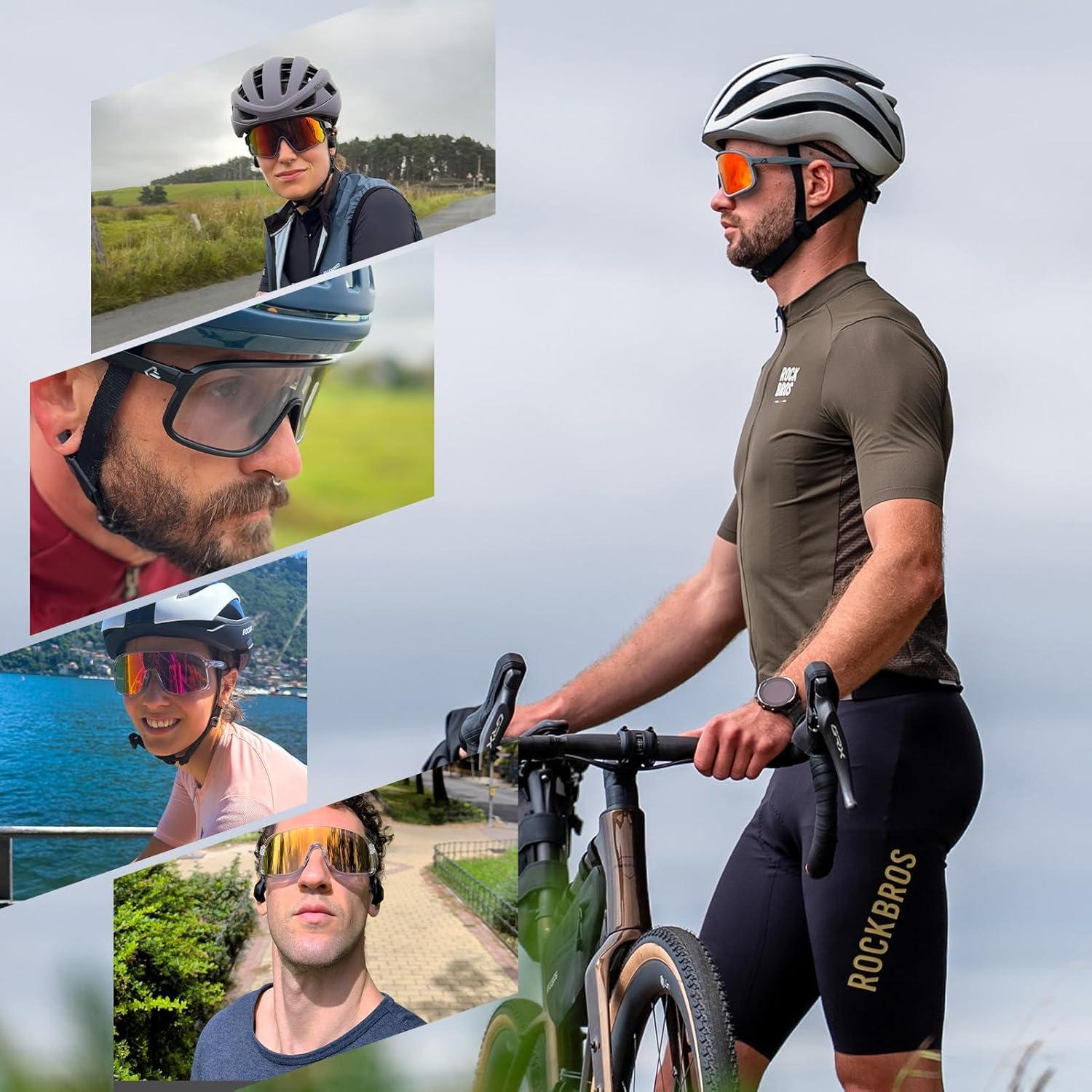 imageROCKBROS Photochromic Sunglasses for Men Women Cycling Glasses UV Protection Sports SunglassesBegonia Red Grey to Pink