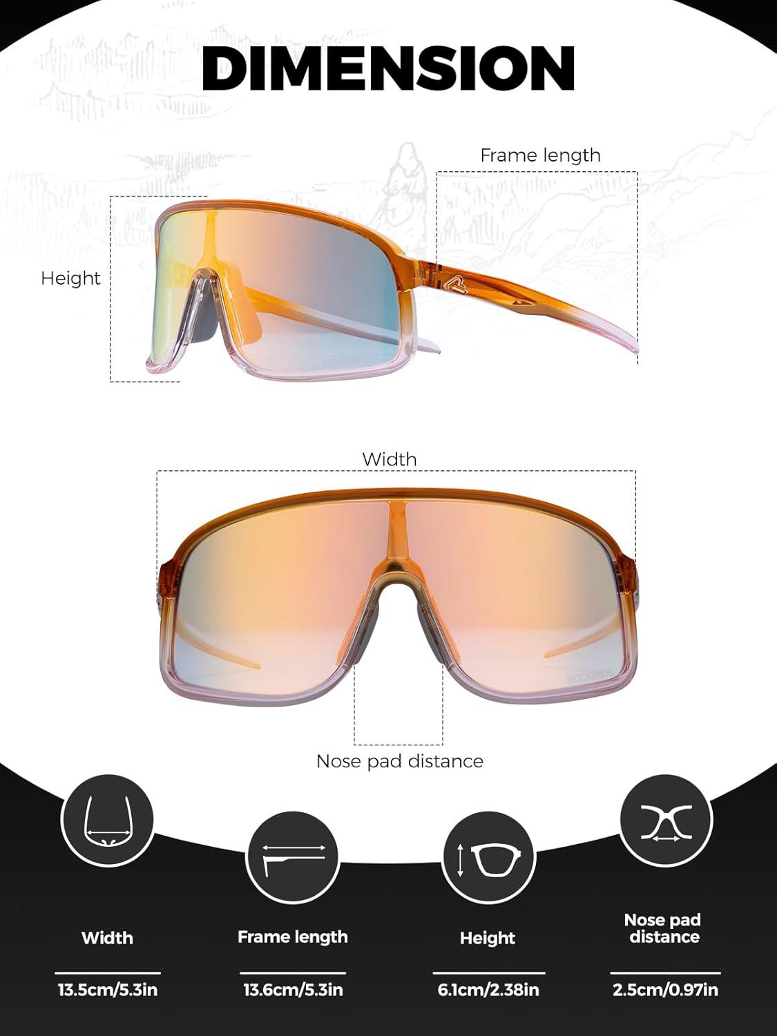 imageROCKBROS Photochromic Sunglasses for Men Women Cycling Glasses UV Protection Sports SunglassesTransparent Gradient Brown Grey to Gold