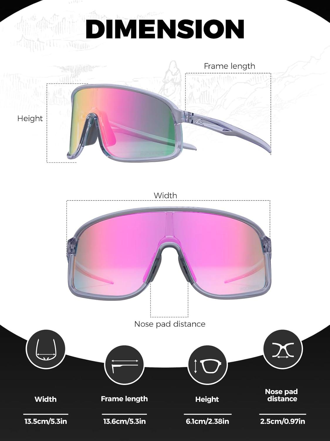 imageROCKBROS Photochromic Sunglasses for Men Women Cycling Glasses UV Protection Sports SunglassesTransparent Purple Grey to Pink