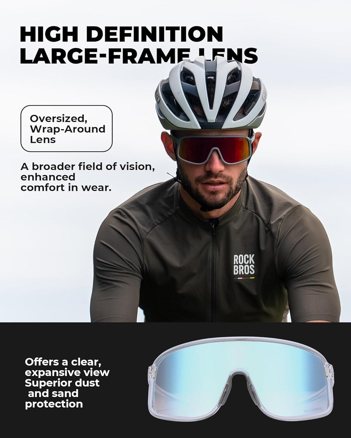 imageROCKBROS Photochromic Sunglasses for Men Women Cycling Glasses UV Protection Sports SunglassesWhitetransparent to Grey