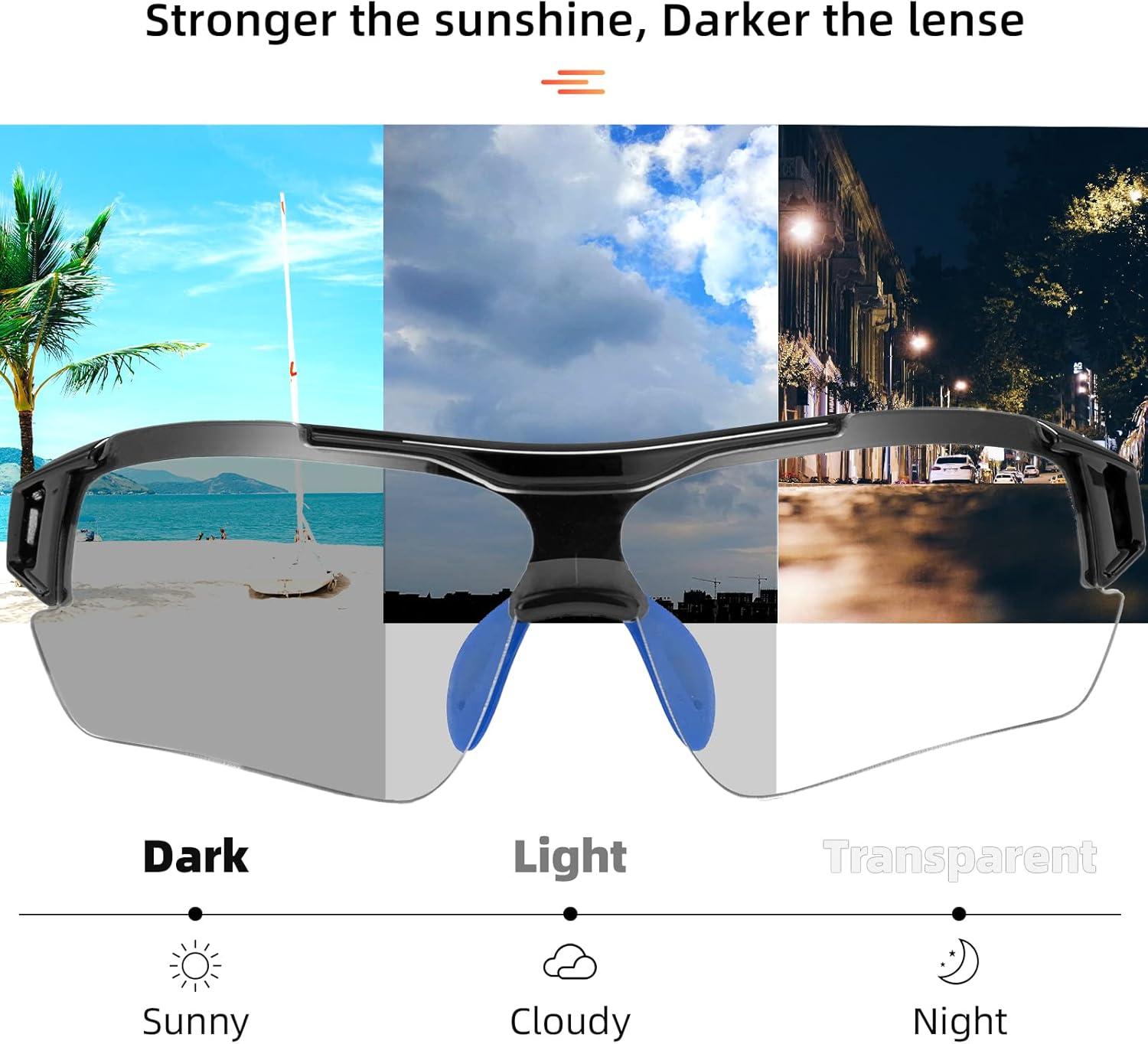 imageROCKBROS Photochromic Sunglasses for Men Women Safety Cycling Glasses UV Protection Outdoor Sport SunglassesBlack Blue