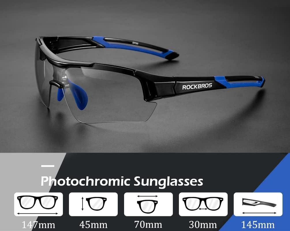 imageROCKBROS Photochromic Sunglasses for Men Women Safety Cycling Glasses UV Protection Outdoor Sport SunglassesBlack Blue