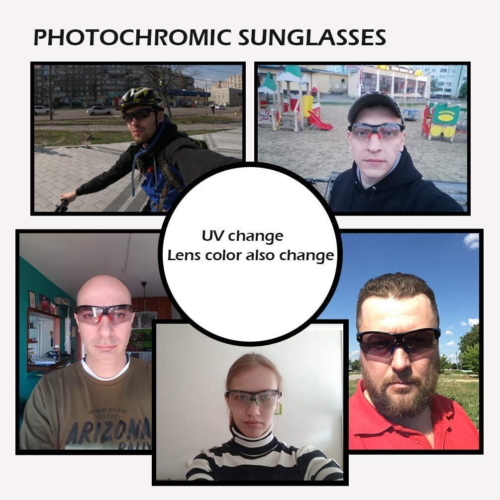 imageROCKBROS Photochromic Sunglasses for Men Women Safety Cycling Glasses UV Protection Outdoor Sport SunglassesBlack Blue
