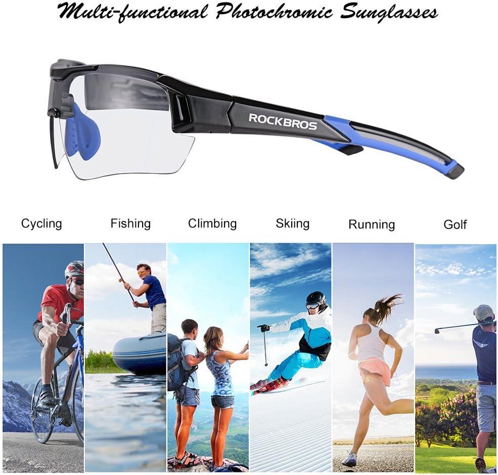 imageROCKBROS Photochromic Sunglasses for Men Women Safety Cycling Glasses UV Protection Outdoor Sport SunglassesBlack Blue