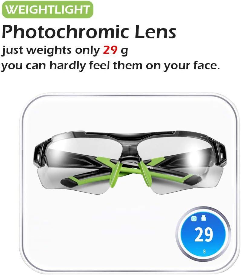 imageROCKBROS Photochromic Sunglasses for Men Women Safety Cycling Glasses UV Protection Outdoor Sport SunglassesBlack Green