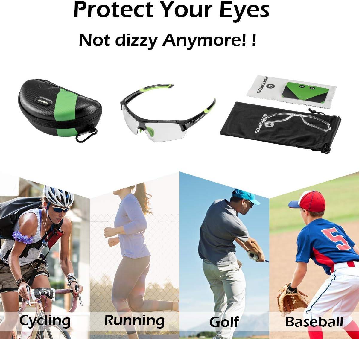 imageROCKBROS Photochromic Sunglasses for Men Women Safety Cycling Glasses UV Protection Outdoor Sport SunglassesBlack Green