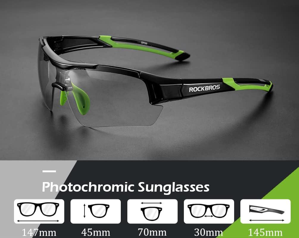 imageROCKBROS Photochromic Sunglasses for Men Women Safety Cycling Glasses UV Protection Outdoor Sport SunglassesBlack Green