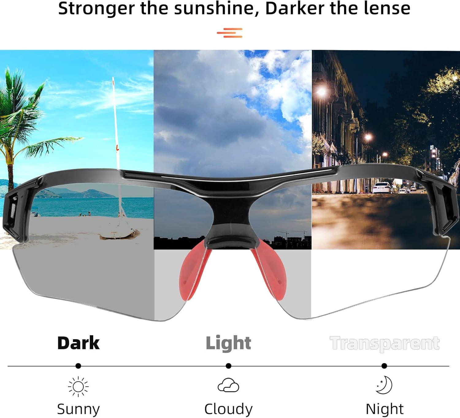 imageROCKBROS Photochromic Sunglasses for Men Women Safety Cycling Glasses UV Protection Outdoor Sport SunglassesBlack Red