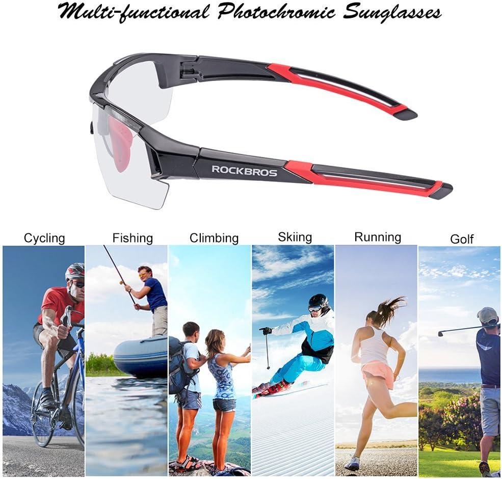 imageROCKBROS Photochromic Sunglasses for Men Women Safety Cycling Glasses UV Protection Outdoor Sport SunglassesBlack Red