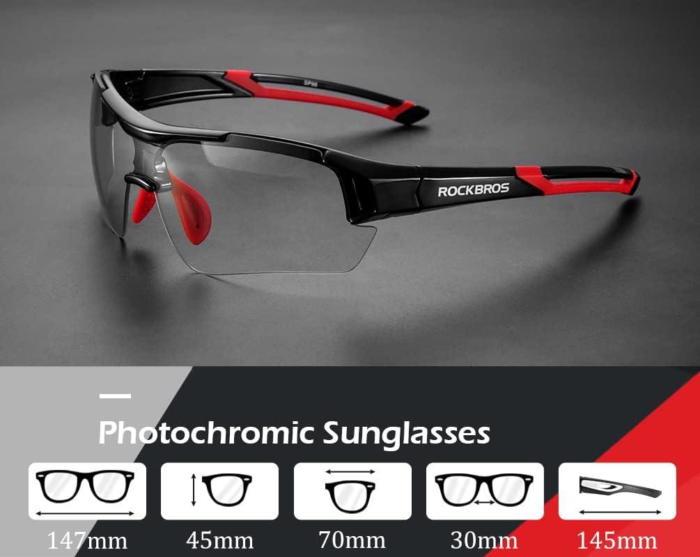 imageROCKBROS Photochromic Sunglasses for Men Women Safety Cycling Glasses UV Protection Outdoor Sport SunglassesBlack Red