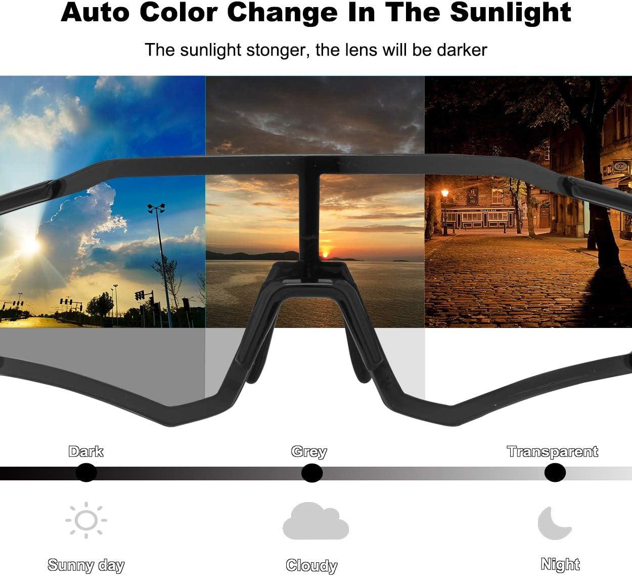 imageROCKBROS Photochromic Sunglasses for Men Women Sports Cycling Glasses UV Protection Windproof Bike Glasses for RunningBlack2