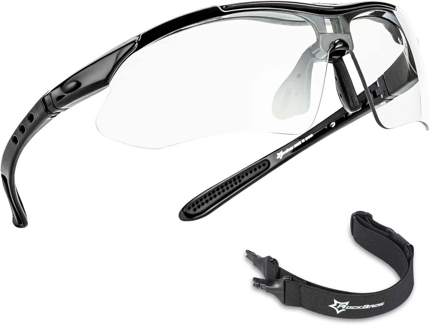 imageROCKBROS Pickleball Photochromic Glasses Cycling Glasses with Removable Elasctic amp Temple Band Sunglasses Fit for Men WomenBlack