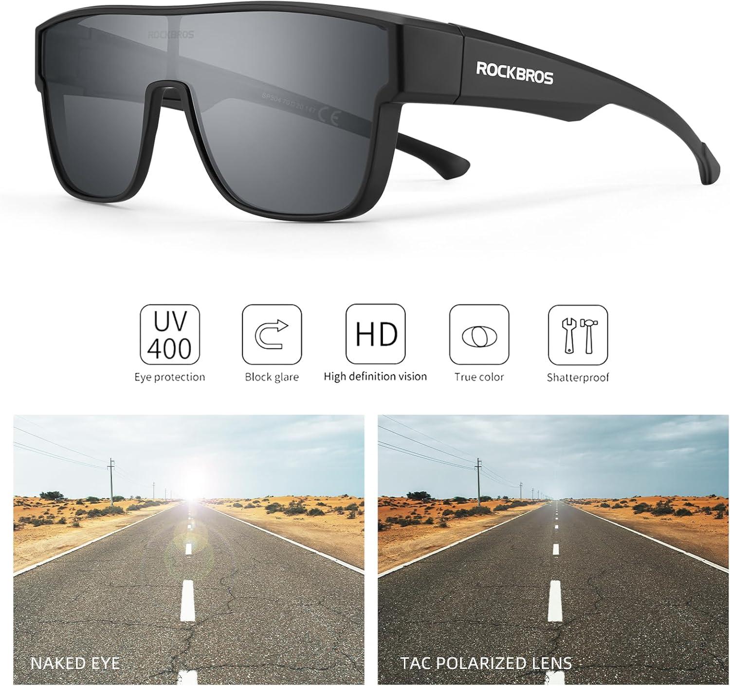 imageROCKBROS Polarized Fit Over Glasses Sunglasses 100 UV400 Protection for Men WomenWrap Around Sunglasses for Driving CyclingBlack