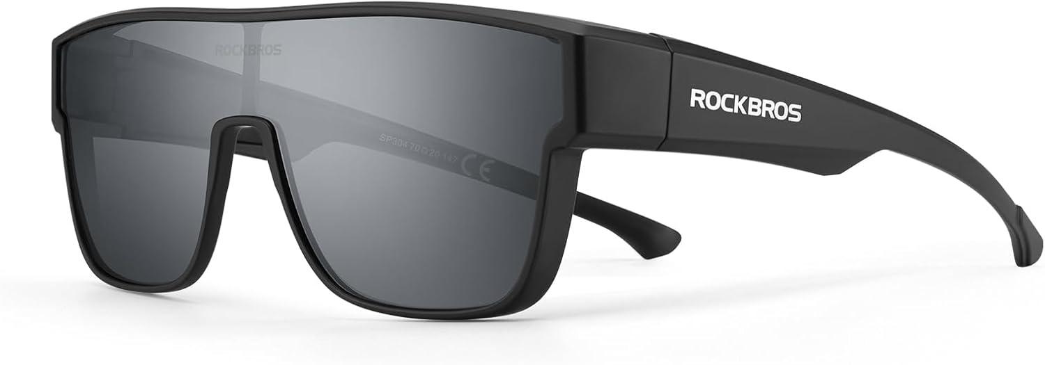 imageROCKBROS Polarized Fit Over Glasses Sunglasses 100 UV400 Protection for Men WomenWrap Around Sunglasses for Driving CyclingBlack