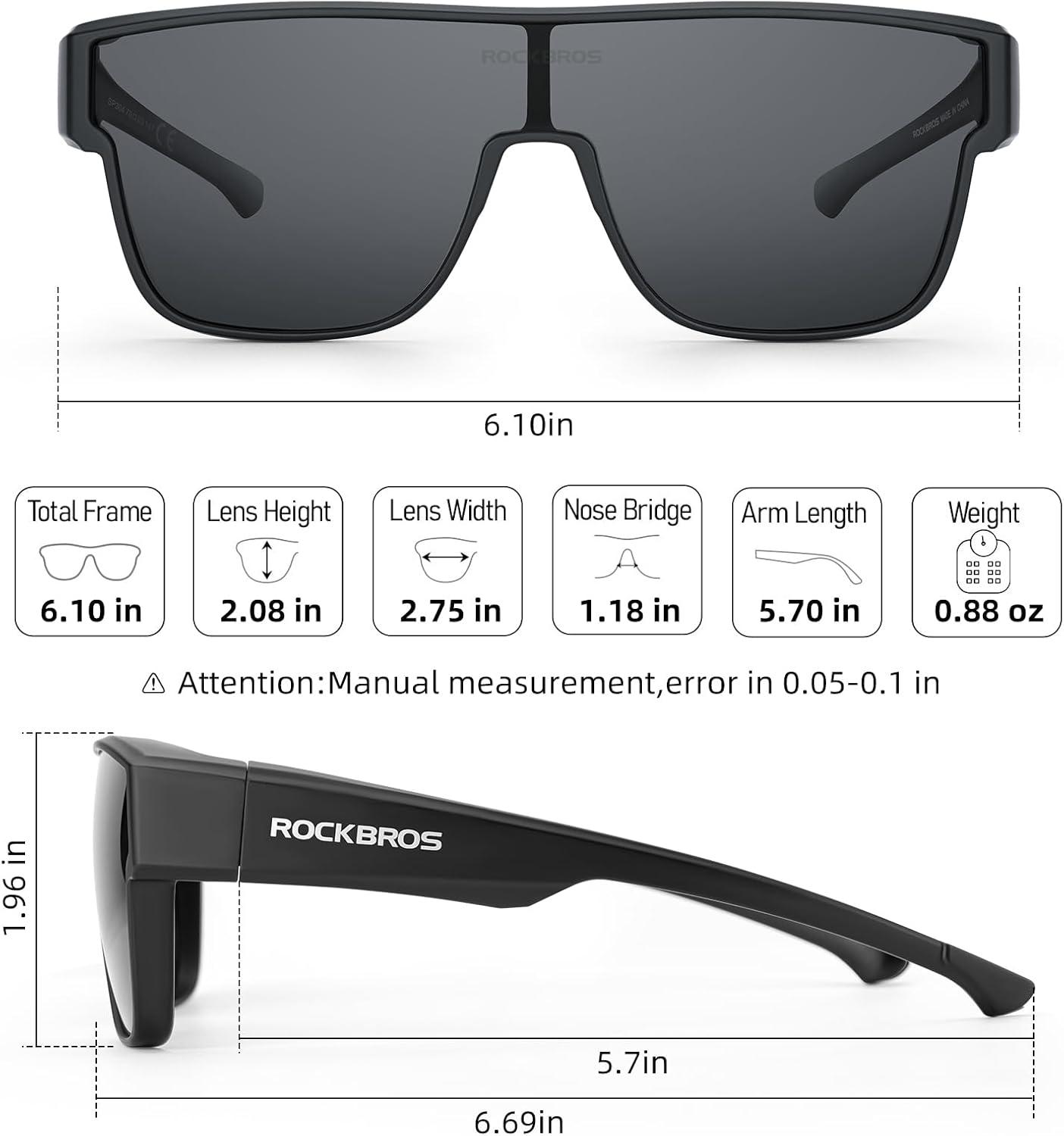 imageROCKBROS Polarized Fit Over Glasses Sunglasses 100 UV400 Protection for Men WomenWrap Around Sunglasses for Driving CyclingBlack