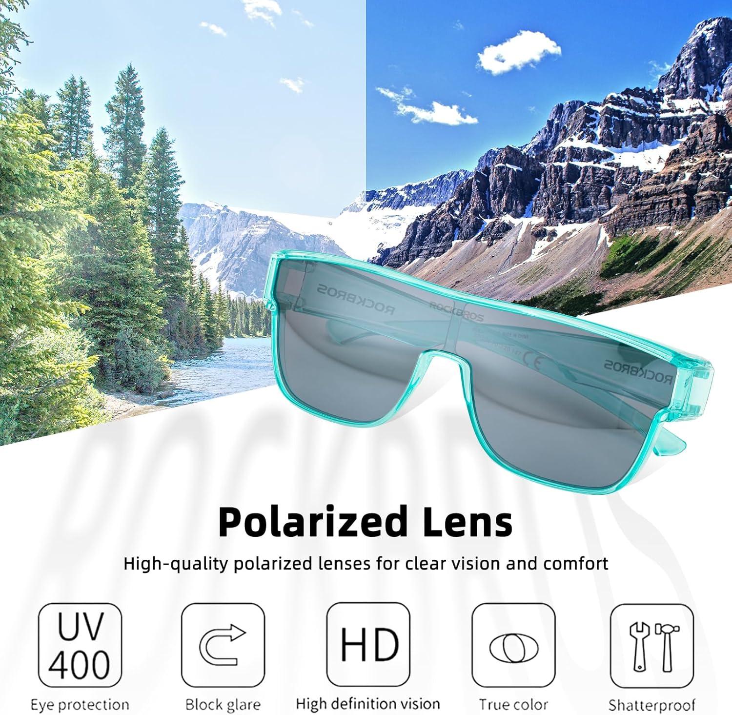 imageROCKBROS Polarized Fit Over Glasses Sunglasses 100 UV400 Protection for Men WomenWrap Around Sunglasses for Driving CyclingBlue