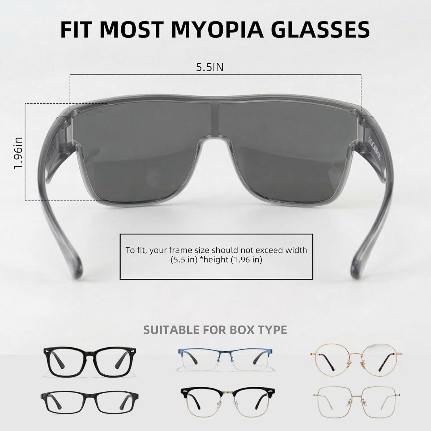 imageROCKBROS Polarized Fit Over Glasses Sunglasses 100 UV400 Protection for Men WomenWrap Around Sunglasses for Driving CyclingMatte Grey Grey Lens