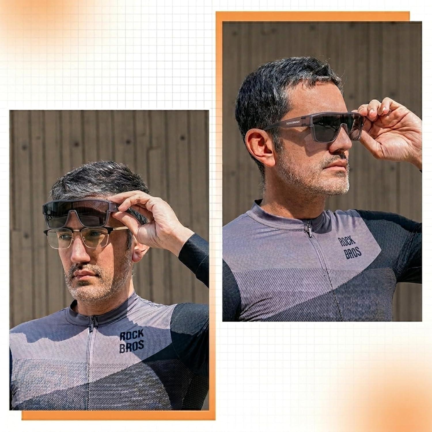 imageROCKBROS Polarized Fit Over Glasses Sunglasses 100 UV400 Protection for Men WomenWrap Around Sunglasses for Driving CyclingMatte Grey Grey Lens