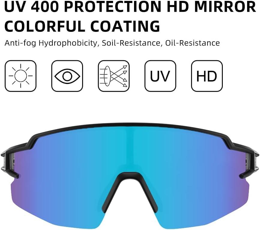 imageROCKBROS Polarized Sunglasses for Men Women UV Protection Cycling Sunglasses Sport GlassesBlack Blue